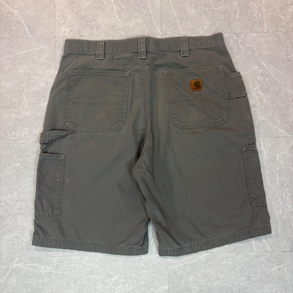 Carhartt B147 FAT Mens Gray Canvas Carpenter Shorts Original Fit Size 36